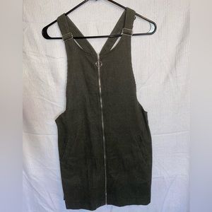 Green overall corduroy dress